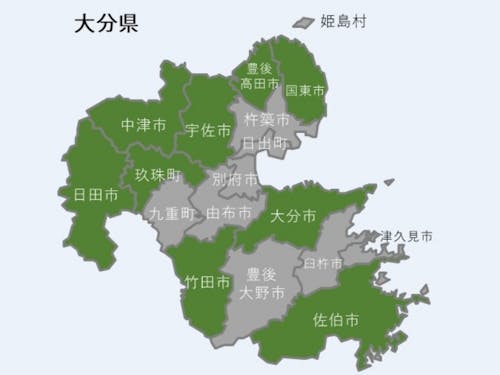 相談会参加市町村のマップ