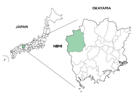 新見市は岡山県の北西部にあります。