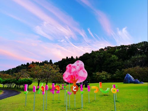 「いかわさんいっしょ」をテーマに町の活性化に取り組んでいます!(町内にある広~い公園「日本国花苑」にあるフォトスポット)