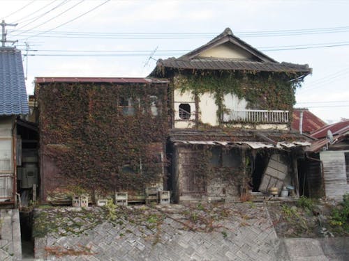 家の裏側。改修より建て直しのほうが楽かもしれません。