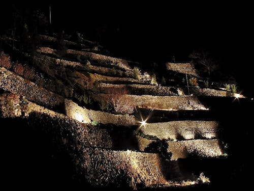高開の石積みライトアップ