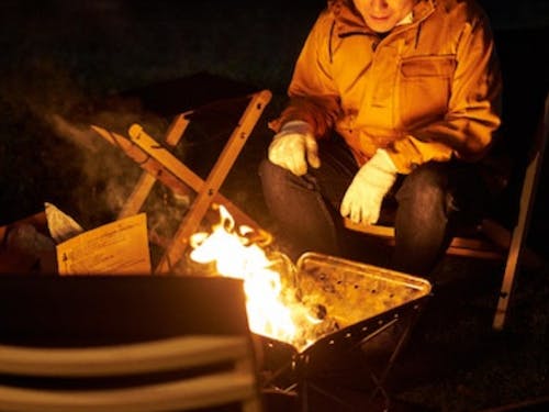 森でのたき火、炎のある生活、長野県なら実現できます!