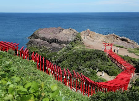 ①「元乃隅神社」赤・青・緑のコントラストが美しい