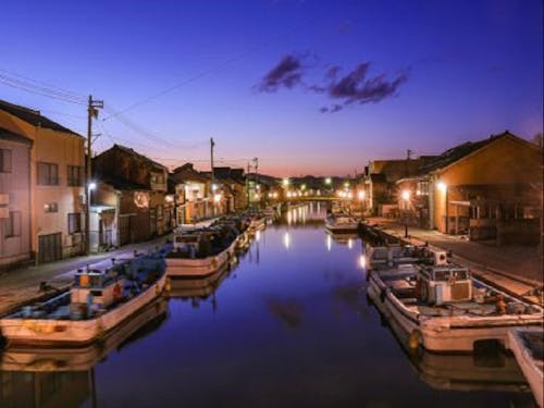 内川の夜景(射水市)