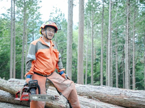 川の口集落の自伐林家・黒木忠さん。日々一人で手入れしている忠さんの山は「美しい」の一言。
