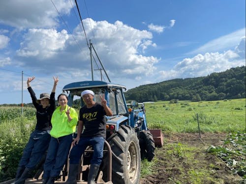 冨田農園さんのとうもろこし収穫体験の様子。