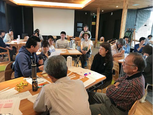 「ありたい姿を考える町民有志の会」と称して、部会以外の町民が集い、今の地域の課題や下川のいいところ、変わっていくべきところを話し合ったワークショップの様子
