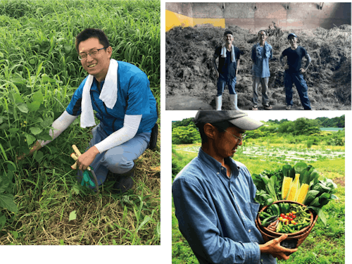 お福わけ農園の八田くん&日鷲農場の山ちゃんとツチカラ 堆肥場