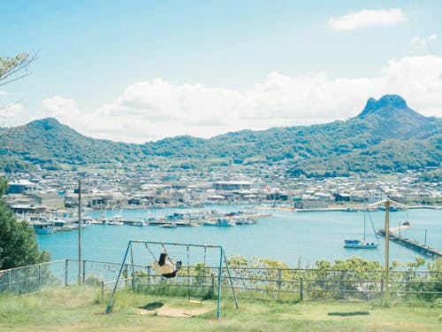 皇子神社から見下ろす庵治の町並み