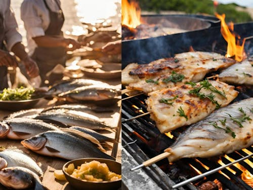 自分で獲った魚を調理(イメージ)