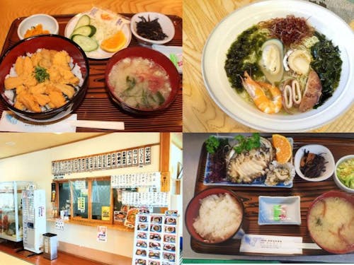 地元の方に愛される多彩な食堂メニュー。時には季節の海産物も!