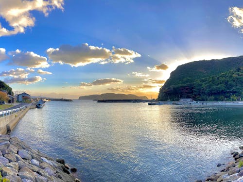 漁港から見る朝日