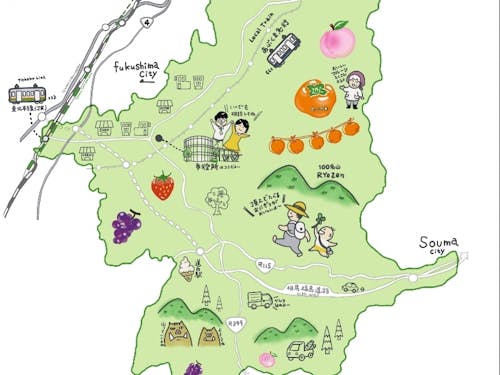 伊達市のイラスト地図