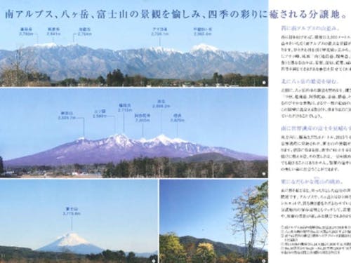 土地から見える山並みの背景。