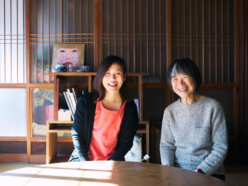 豊岡まち塾メンバーの一部。シェアスペース「コトブキ荘」にて(左:コトブキ荘管理人でもあるプロジェクト作成者)