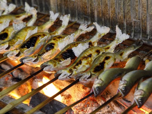 町の特産のあゆ 夏にはおいしいアユが食べられます