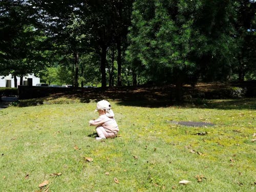 活動場所の1つの植村直己冒険館の公園。芝生でのびのびと。