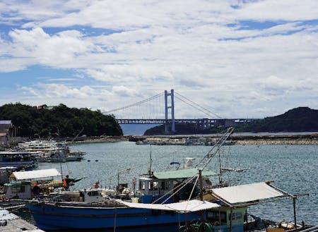 児島下津井地区から望む「瀬戸大橋」