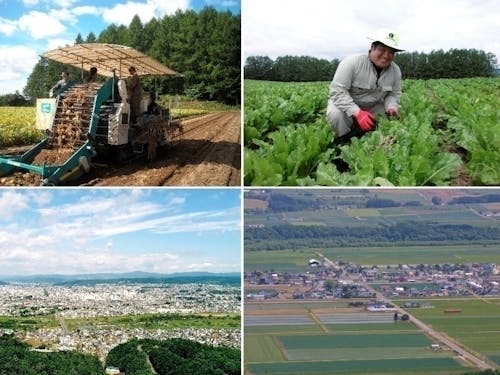 上段:端野自治区農業部門 /下段左:北見自治区遠景 / 下段右:端野自治区遠景