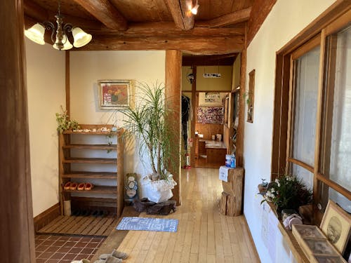 明るく木の温もりがたっぷりの玄関