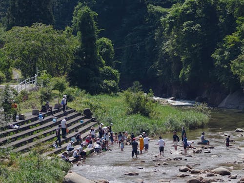 夏は川遊びで訪れる人も