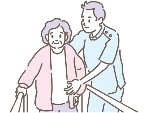 高齢女性を介護する男性