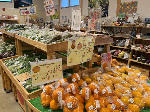 町内や周辺でとれた野菜や果物もすぐ陳列