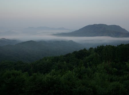 雲南市の森林と雲海