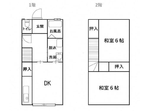 移住支援住宅2号棟2号室の間取図