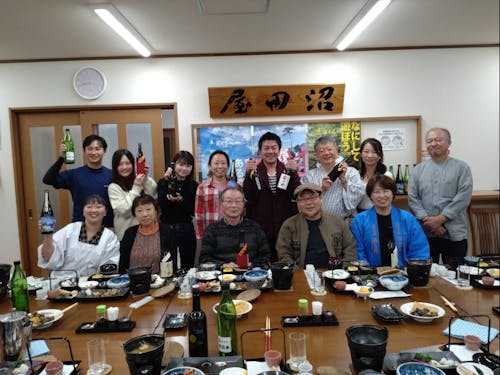 民宿沼田屋での夕食(別イベント時の集合写真)