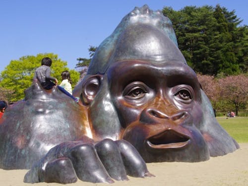 桜名月のラベルにもなっている日本国花苑にある彫刻作品「井川ゴリ山」