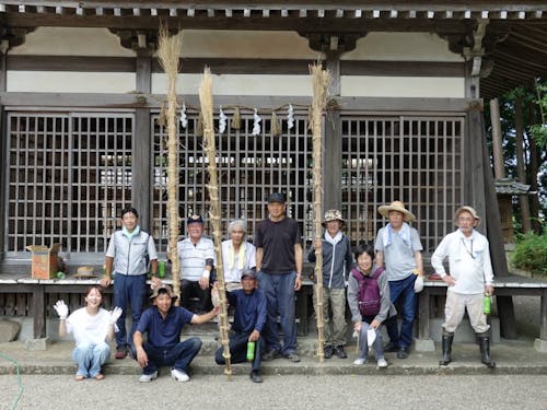 火振り祭の舞台、上野田(コウズケダ)の方々と松明(たいまつ)を作りました!