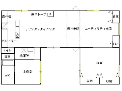 ポイントはユーティリティ土間。用途に応じて様々な使い方が可能。