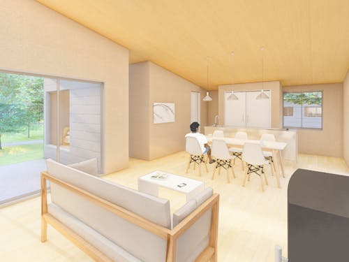 キッチンから子どもたちの様子を確認することができ、安心です。