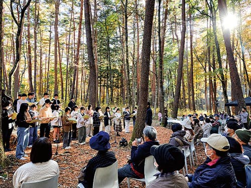 鳥のさえずりの中で森のコンサート