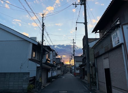 福知山の市街地から眺めた夕暮れ