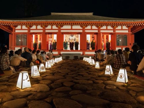 磐梯山慧日寺でのライトアップイベントの様子