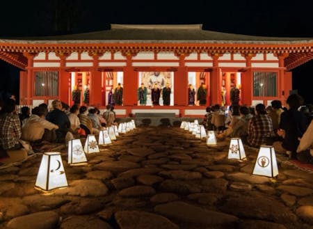 磐梯山慧日寺でのライトアップイベントの様子