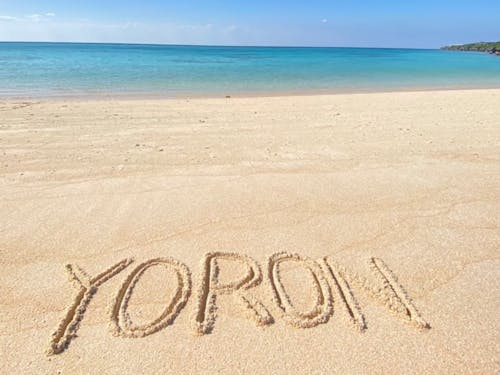 ヨロンの砂浜では、星砂を探してください。