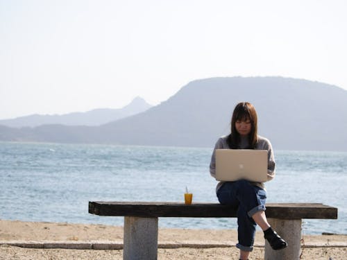 瀬戸内海を見ながらテレワーク