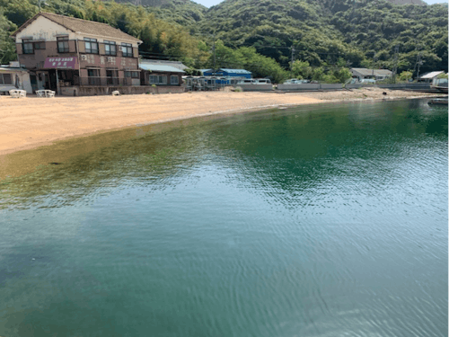 風に揺られる水面の青井ノ浜海水浴場