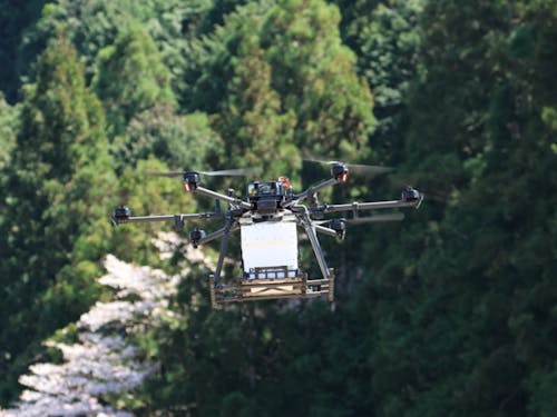 ドローンによる実証実験の様子