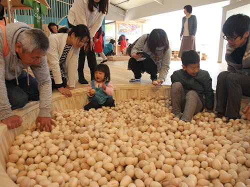 長門おもちゃ美術館内「木のたまごプール」