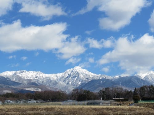 冬の空気は特に澄み、冬化粧の八ヶ岳が青空に映えます。