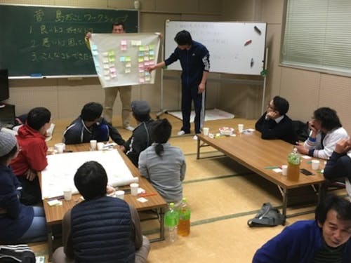 島を活性化するべくみんなで意見を出し合ったりします