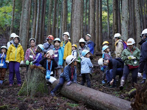 都市部在住の方々を森へ案内するエコツアーの様子
