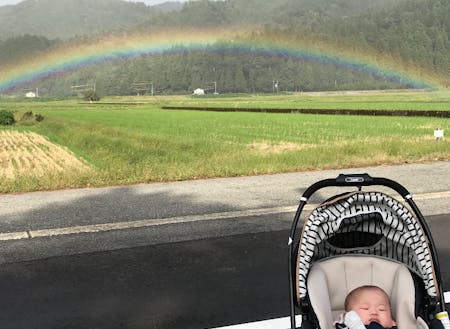 お散歩途中に見つけた虹！絶景に囲まれた毎日です。