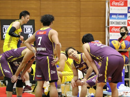 試合中のミーティング風景