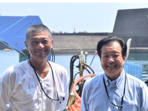 高岡大敷の田内さんと小笠原社長