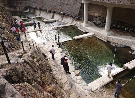 川上村で唯一の気軽に手ぶらで釣りが楽しめる施設の井氷鹿（いひか）の里。真後ろには川魚の養魚場があります。